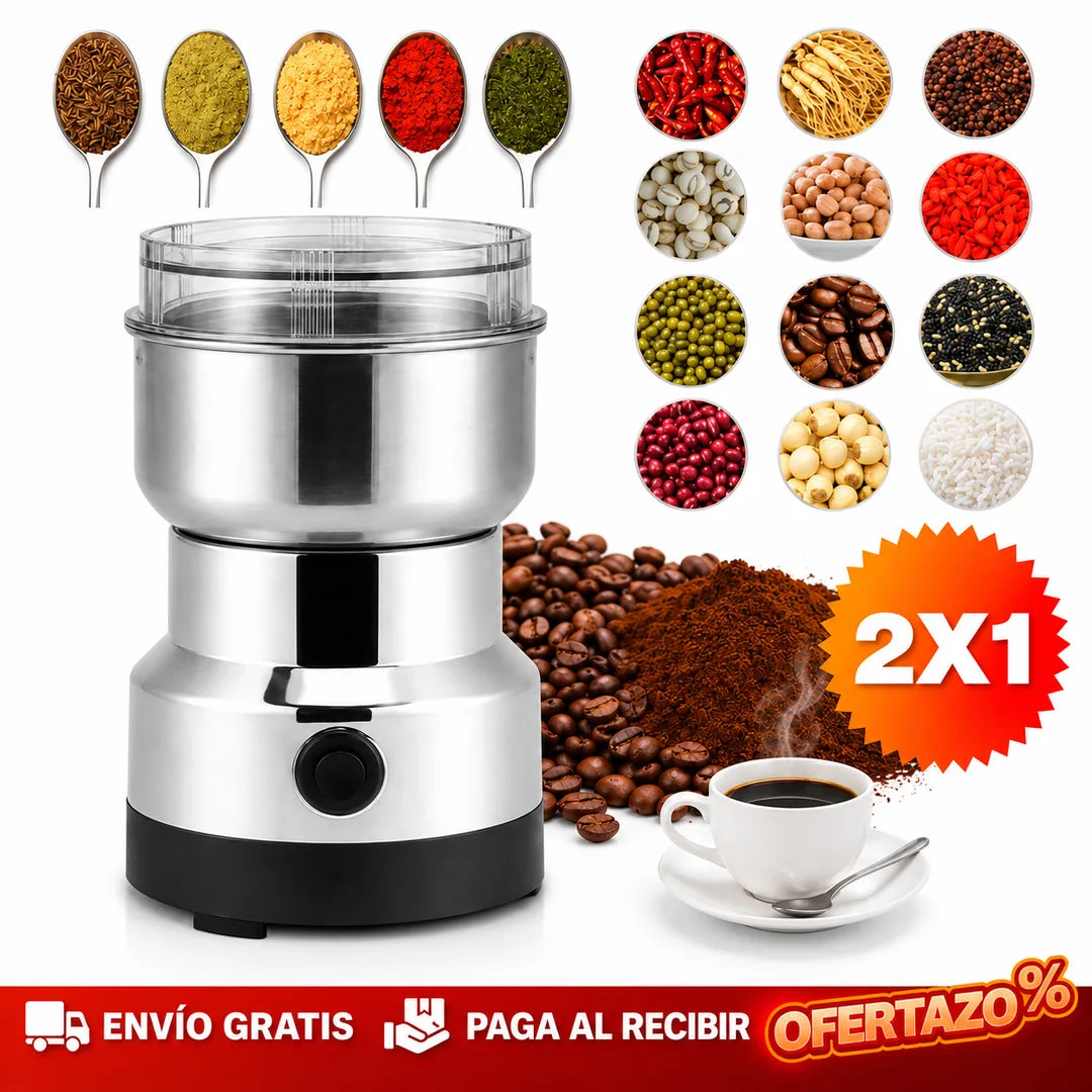 2 Trituradoras Multifuncionales Eléctricas para el Hogar – Muele Café, Granos y Especias en Segundos · 2x1
